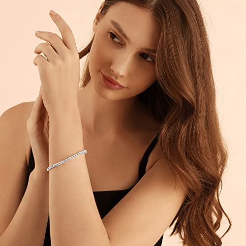 Zealmer Sparkle Multicolor Rhinestone Stackable Stretch Bracelets for Women - color: 1 Row Silver Bracelet