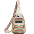 cakang Womens Sling Bag Crossbody Bags for Women Vegan Leather Sling Backpack Daypack Fanny Pack Crossbody Purse Travel - color: 7-rainbow Weaving-white