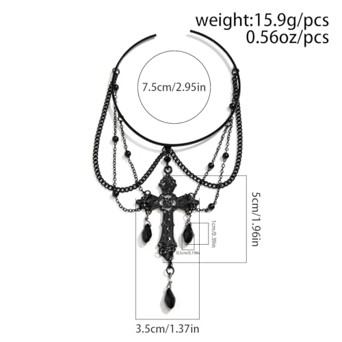 Dainty Black Upper Arm Cuff Bracelet for Women, Gothic Halloween Sexy Lace Harness Armlet Adjustable Upper Arm Chain Bangle Arm Band for Women - color: Cross