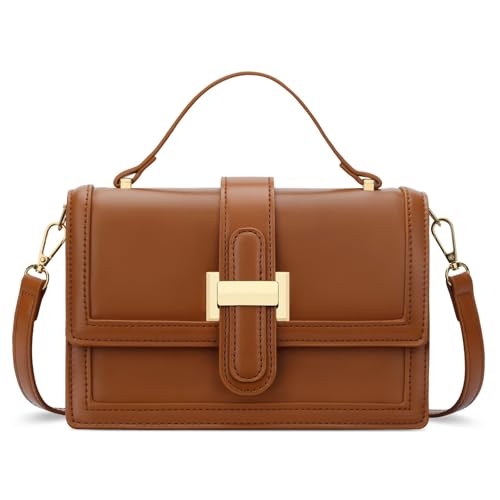 KKXIU Crossbody Bags for Women - Top Handle Purses for Lady, Leather Handbags Shoulder Clutch with Adjustable Shoulder Strap - color: B-dark Brown