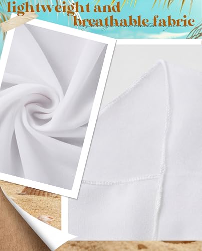 3 Pcs Summer Beach Set for Women Wide Brim Straw Sun Hat, Swimsuit Coverup Sarong, Heart Sunglasses - color: White