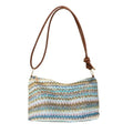 Women's Woven Beach Shoulder Handbag Colorful Straw Tote Bag Summer Vacation Crossbody Bag - color: 1343blue