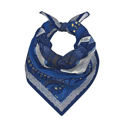 Head Scarf Hair Neck Scarves for Women Fashion Silk Satin Purse Bag Scarfs Handbags Bandana Neckerchief - color: Koi Fish Navy Blue