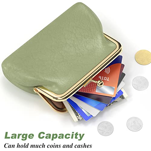 Coin Purse, Small PU Leather Change Purse, Coin Wallet with Clasp, Car Change Holder Pouch for Woman Men Kids Girls, Green - color: Green
