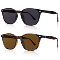 DrRelax Retro Sunglasses Womens Trendy Round Polarized Shades Sun Glasses - color: 2 Pack-black/Leopard Brown