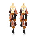 Long Tassel Earrings for Women Colorful Fringe Drop Dangle Earrings Bohemian Hawaiian Summer Beach Jewelry for Womens Vacation Outfits - color: Coffee
