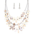 3 Layered Chunky Statement Necklace for Women Beaded Strand Necklaces with Earring Fashion Costumes Collar Necklace Jewelry Sets Gifts for Women - color: 50-White