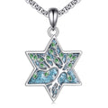 ONEFINITY Tree of Life Necklace 925 Sterling Silver Abalone Shell Celtic Knot Pendant Necklace for Women Jewelry - style: Turquoise Star of David