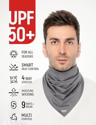 GOT Sports UPF 50+ Cooling Bandana for Men & Women - Thermoregulation, Moisture-Wicking, Sun Protection Bandana Neck Wraps - color: Gray