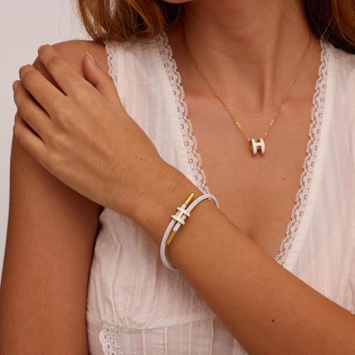 AIMADE Bracelets for Women Adjustable Charm Bracelet, 18k Gold-plated Buckle Design Titanium Steel Wire Rope Women's Gift Jewelry - color: pink-green