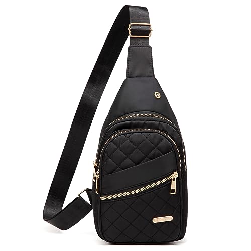 Xsecnua Crossbody Sling Bag Small Sling Backpack, Cross Body Bag Chest Bag for Women Men Travel Hiking Daypack - color: Black