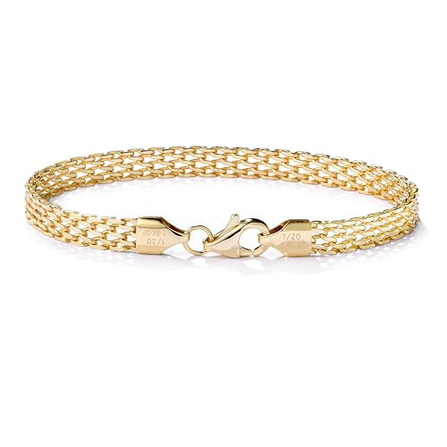 5mm Mesh Link Chain Bracelets for Women 14K Gold Bracelets Dainty Link Bracelet 6.5-8 Inches Jewelry Gifts Sweat Proof and Fade Resistant Lifetime Quality - color: Mesh Link Chain-8