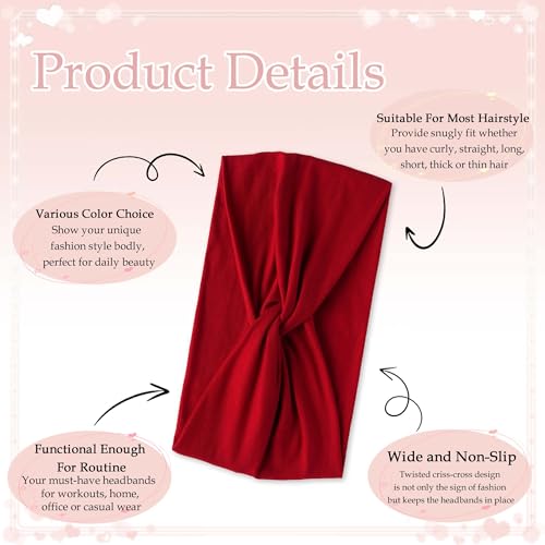 Wide Headbands For Women Cute Boho Headband Solid Color Knotted Turban Head Bands Soft Hair Wraps Red Head Scarf Fashion Turban Hairband Black Scarf Headband For Women’s Hair Accessories - color: Style 142