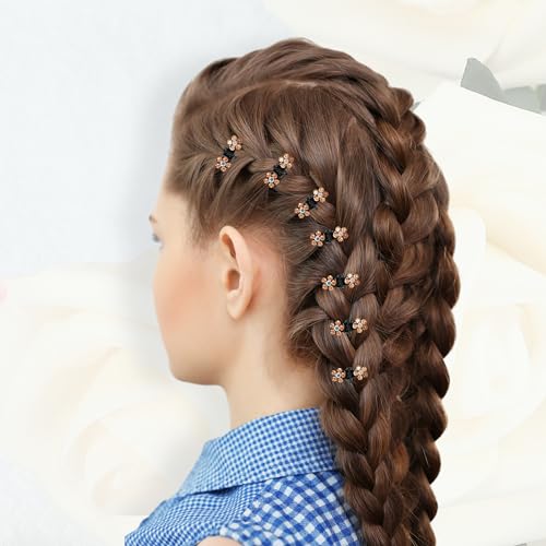 VOCOSTE 12 Pcs Mini Hair Claw Clip, Small Rhinestone Hair Clips, Metal Little Hair Clips for Women and Girl Flower Hair Accessories, Orange - color: Orange