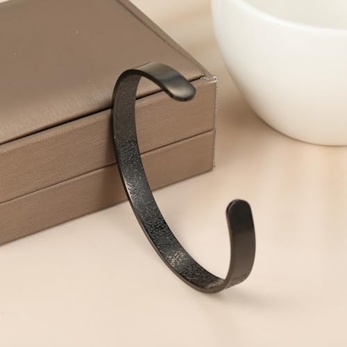 Qitian Islamic Jewelry Gifts for Women Allah Gold Bangles Bracelets Ayatul Kursi Arabic Cuff Bracelet for Women Men Islam Eid Ramadan New Year Gifts - color: G-Black-Thick-men