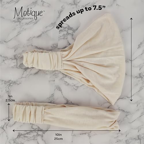 Motique Accessories Wide Cotton Head Band Solid Boho Yoga Style Soft Hairband for Women (Cream) - color: Cream