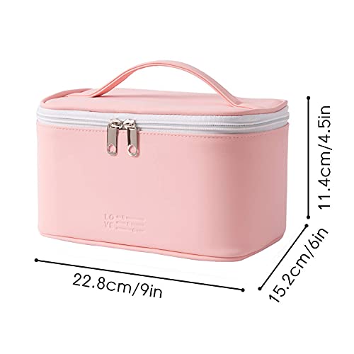 Meiyuuo Makeup Bag Large Cosmetic Bags for Women Girls Cute Travel Zipper Pouch Toiletry Organizer for Beauty Essentials Waterproof (Light Pink) - color: Light Pink