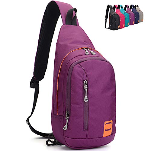 Peicees Small Sling Backpack Waterproof Unisex Shoulder Bag Chest Crossbody Daypack - color: 2_purple, size: Small