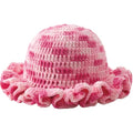 KORADI Womens Crochet Bucket Hat Ruffled Brim Knitted Hats Winter Boho Handmade Caps - color: Light Pink