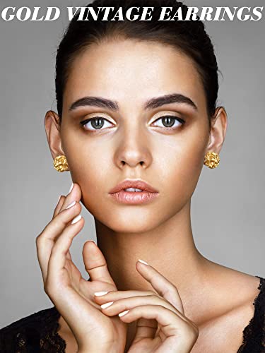 Glenmal Gold Statement Earrings for Women Large Gold Geometric Earrings Woven Twisted Leaf Earring Jewelry Gift - style: Round Style