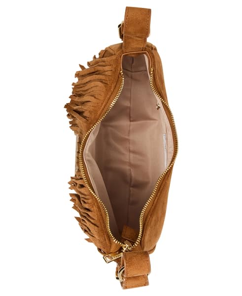Madden Girl AINDIGOF Suede Fringe Shoulder Bag, Cognac