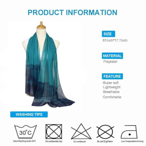 Xyueanlo Women's Chiffon Scarf Lightweight Scarves Fashion Elegant Floral Print Scarfs Shawls - color: Dark Green