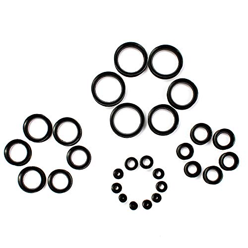 WBRWP 20/28pcs Ear Stretching kit Set: Hollow Hard/Soft Silicone Plugs and Tunnels Ear Expander Gauges Stretcher Body Piercing Jewelry - style: 28pcs Thin/Black