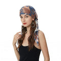 ZLYC Chemo Headwear Pre Tied Head Scarf Headwraps Lightweight Turban Beanie Cap for Women - color: Flower Blue