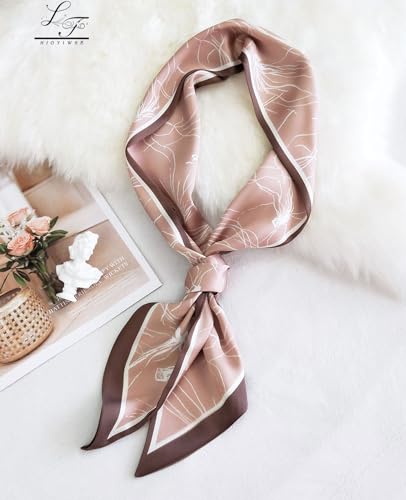 Hioyiwse Head Scarf Hair Neck Scarves For Women Purse Bag Scarfs For Handbags Silky Long Thin Satin Headscarf Fashion - color: B13-pink Jellyfish