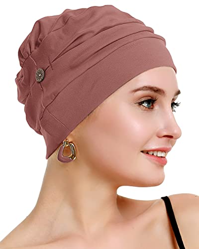 osvyo Cotton Chemo Turbans for Women Cancer Hairloss hat - Cotton Lightweight Headwear Sealed Packaging - color: Cotton Sand Brown