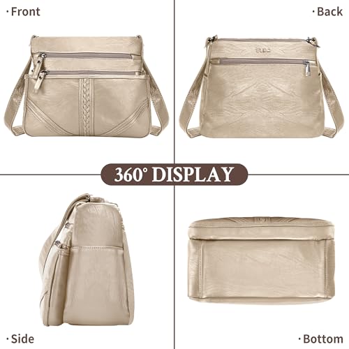 ELDA Crossbody Bags For Women Pocketbooks Soft PU Leather Purses and Handbags Multi Pocket Shoulder Bag - color: X-antique Silver