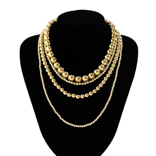 YBMYCM Layered Gold Chunky Necklaces Multi Strand Bead Necklace Wedding Bridesmaid Necklace Jewelry For Women - style: 4PCS Gold Chain