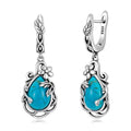 Natural Turquoise Earrings for Women Dangling 925 Sterling Silver Dangle Earrings Western Jewelry Christmas Gift for Sister Mother - style: E-Flowers Earrings