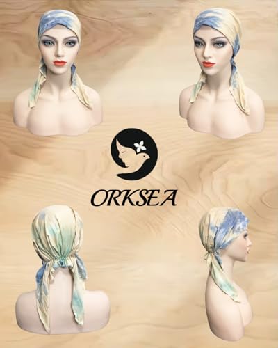 Chemo Headwear for Women Pre-Tied Head Scarf Headwraps Soft Turbans Cancer Hats Chemo Beanie Coverings Scarves - color: Gray and Khaki