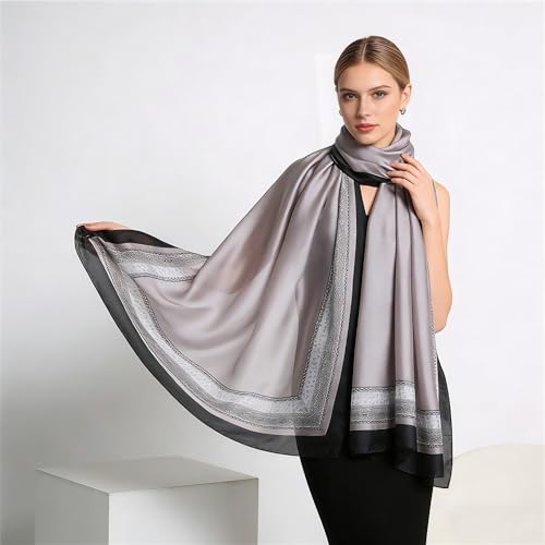 Silk Scarf Mulberry Silk Fashion Scarves Long Lightweight Shawl Wrap … - color: W51