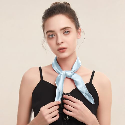 American Trends Women Silk Feeling Scarf Satin Head Scarves Square Wrap Neck Scarf Lightweight Silk Like Bandana - color: 13 Light Grey