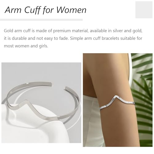 Long tiantian Gold Arm Cuff Upper for Women Bangle Bracelets Upper Arm Cuff Bracelet Trendy Armband Beach Jewelry Trendy Stuff Gifts - color: B9:silver Arm Cuff