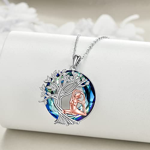 YFN Tree of Life Necklace Sterling Silver Crystal Jewelry Graduation Birthday Gifts for Women - color: Yoga