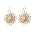 Colorful Bead Earrings For Women Summer Beach Handmade Bead Earrings Bohemia Hoop Dangle Earring For women - color: Off white