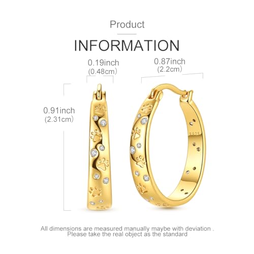 NARMO 925 Sterling Silver Hoop Earrings for Women Hypoallergenic Lightweight Simple Huggie Hoop Earrings Twisted Hoop Earrings Colorful Cubic Zirconia Hoop Earrings Rainbow Hoop Earrings - color: Pet Claws(Gold)