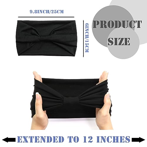 FULZTEY Black Headbands for Women Wide Head Bands Stretchy Sport Yoga Workout Hairband Thick Boho Bandanas Knotted Turban Non Slip Hair Wrap Versatile Hair Accessories for Girls Pack of 4 - color: Style 16