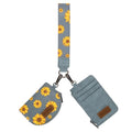 Wrangler KeyChain Wristlet Wallets for Women Sunflower Floral Dual Pouch Wristlet Western Credit Card Holder Wallet with Zipper Pocket - color: Sunflower Jean