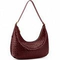 Shoulder Bag Handbag for Women Crossbody Tote Bags Woven Purse Clutch Women's Medium Underarm Hobo With Pocket Large - color: Burgundy