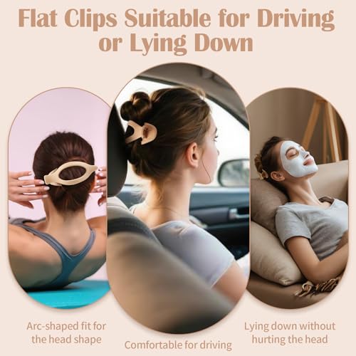 9 Pack Flat Hair Clips for Women, Matte Claw Clips for Thick & Thin Hair（Yellow) - color: Yellow-Regular