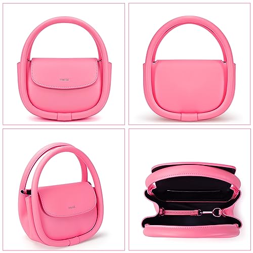 STAISE Designer Top Handle Shoulder Bags for Women, Trendy Mini Crossbody Purses, Women’s Leather Handbags with Straps - color: Pink