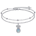 YAFEINI Ankle Bracelets for Women Sterling Silver Mermaid Turtle Ladybug Butterfly Moon Star Pineapple Anklet Link Chain Anklets Jewelry Gifts for Women - style: Pineapple anklet