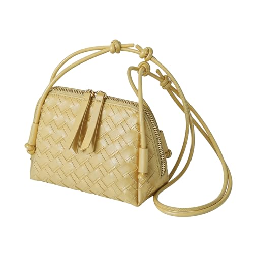 JYG Woven Crossbody Bags for Women PU Leather Handwoven Shoulder Bag Mini Satchel Purses with Adjustable Strap 2026 - color: Yellow