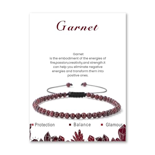 Lit Wall Crystal Anklets for Women Handmade Beach Boho Ankle Bracelet 4mm Adjustable Beaded Ankle Bracelet Waterproof Natural Stone Anklet Plus Size Anklets Gemstone Anklet Jewelry Gift for Her - style: Garnet