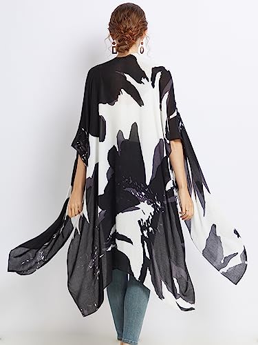 Kimonos for Women Casual Swimsuit Coverup Lightweight Boho Kimono Cardigans for Summer - color: Abstract Blossom