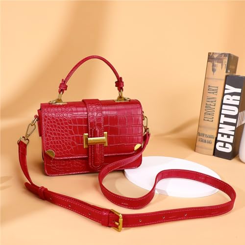 LL LOPPOP Women's Small Classy Crossbody Purse Top Handle Handbags Leather Satchel Bags for Women - color: A-red(2035)